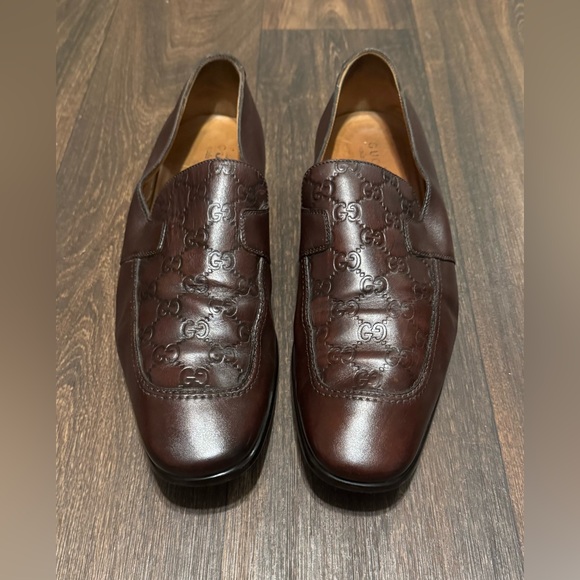 Gucci Guccissima men's loafers in brown leather. Size 14